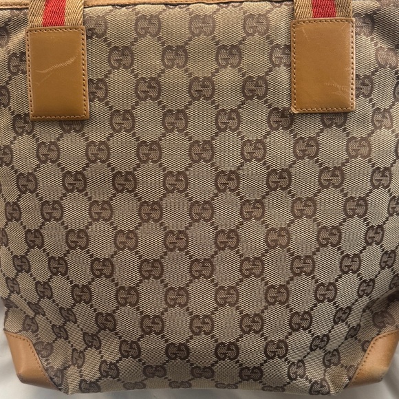 Authentic GUCCI GG Canvas Sherry Line Tote Bag Beige - Picture 4 of 16